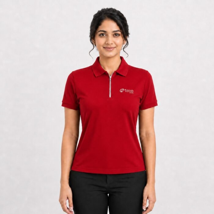 Women's Performance Zipper Polo - Fiery Red